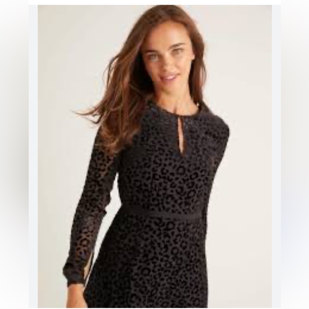 Boden Leopard Grossgrain Burnout Dress US2P UK6P